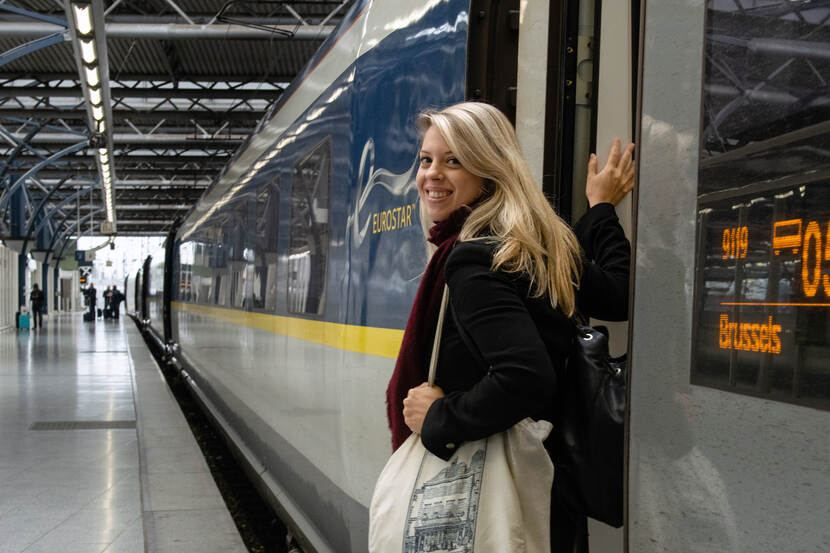 EU-trainee met de Eurostar op weg naar Brussel